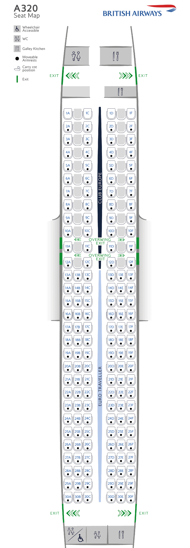 Airbus A320 232 Full Seatmap 800x2400 