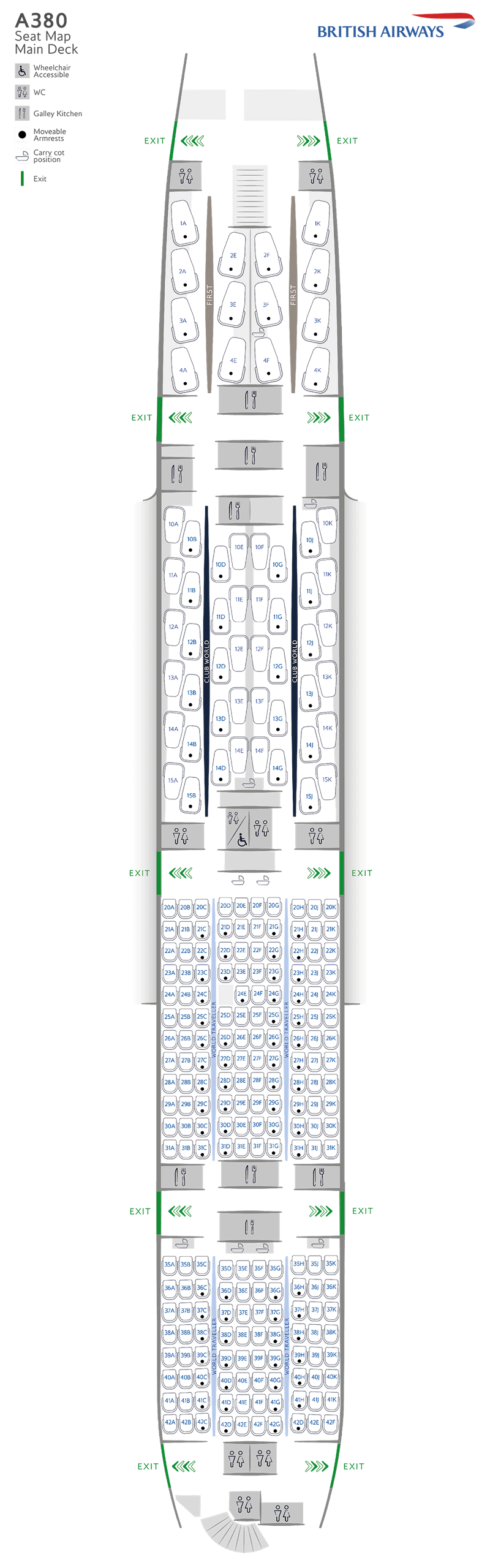 british airways a380 seat map